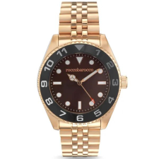 RoccoBarocco férfi karóra, rozéarany nemesacél, bordó számlap, 40 mm, WR50 karóra