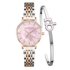  RoccoBarocco női karóra ajándékszett, rozéarany-ezüst, 32 mm, quartz karóra