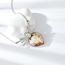 Ródiummal bevont csodaszép szív nyaklánc pezsgőszínű Swarovski kristállyal (0060.) nyaklánc