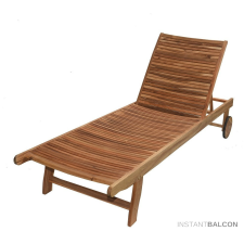 Rojaplast Klasszikus akácfa állítható, dönthető nyugágy, napozóágy, 200 cm, világos barna -SANDRA kerti bútor