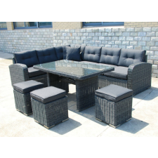 Rojaplast MONTREAL exkluzív polyrattan bútor garnitúra - antracit/szürke kerti bútor