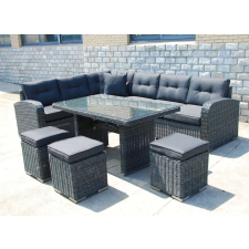 Rojaplast MONTREAL exkluzív polyrattan bútor garnitúra - antracit/szürke () kerti bútor