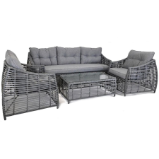 Rojaplast Ohio exkluzív polyrattan kerti bútor garnitúra - antracit/szürke kerti bútor
