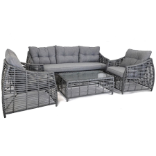 Rojaplast Ohio exkluzív polyrattan kerti bútor garnitúra - antracit/szürke kerti bútor