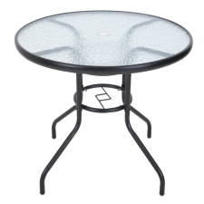  Rojaplast ZWMT fém kerti üveg körasztal napernyőlyukkal, Ø 80 cm kerti bútor