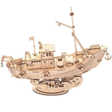  ROKR 3D prémium 3D fa puzzle - Horgászhajó puzzle, kirakós