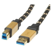 ROLINE Gold USB 3.0 SuperSpeed USB 3.0 A(M) to USB 3.0 B(M), 3m, fekete - arany (11028903)