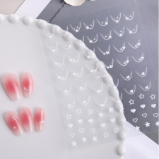 Roniki francia metál mosolyvonal matrica - öntapadó - fehér körömdíszítő