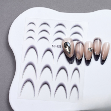 Roniki ombre francia metál mosolyvonal matrica - fekete, öntapadó - 24db körömdíszítő