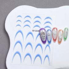 Roniki ombre francia metál mosolyvonal matrica - kék, öntapadó - 24db körömdíszítő