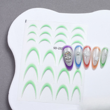 Roniki ombre francia metál mosolyvonal matrica - zöld, öntapadó - 24db körömdíszítő