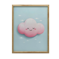  Różowa Chmurka, 70x100 cm, rama aluminiowa czarna, papier matowy 230 gsm grafika, keretezett kép