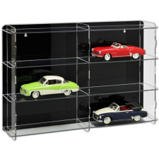 ROSA Modellautó vitrin, polc bemutató szekrény átlátszó akril 1:18 méretarányú modellekhez 64,7x15,2x46,3 cm fekete hátlappal bútor