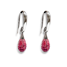 Rosa- Swarovski kristályos fülbevaló - ezüst fülbevaló