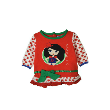 Rosalita piros, mintás, hosszú ujjú baba ruha – 68 cm lányka ruha