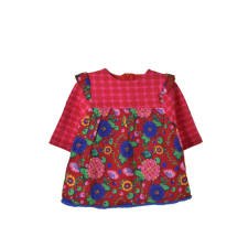 Rosalita rózsaszín, piros mintás lány ruha – 68 cm lányka ruha