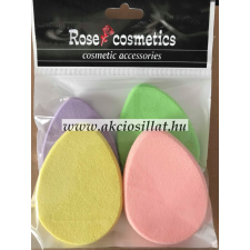  Rose Cosmetics Kozmetikai szivacs 4 db-os színes lapos csepp alakú smink kiegészítő