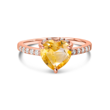  Rose Gold Citrine Heart ezüst gyűrű 6 gyűrű