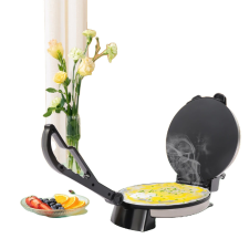 Roti készítő, tapadásmentes felület, gyors fűtés, kompakt kialakítás, Fekete edény
