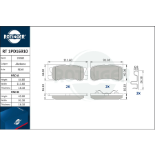 Rotinger fékbetétkészlet, tárcsafék ROTINGER RT 1PD16910 autóalkatrész