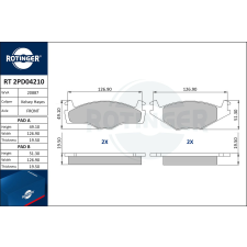 Rotinger fékbetétkészlet, tárcsafék ROTINGER RT 2PD04210 autóalkatrész