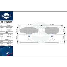 Rotinger fékbetétkészlet, tárcsafék ROTINGER RT 2PD12490 autóalkatrész