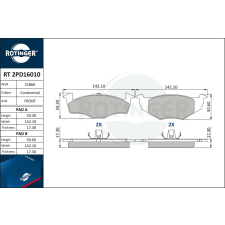 Rotinger fékbetétkészlet, tárcsafék ROTINGER RT 2PD16010 autóalkatrész