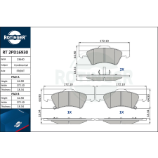 Rotinger fékbetétkészlet, tárcsafék ROTINGER RT 2PD16930 autóalkatrész