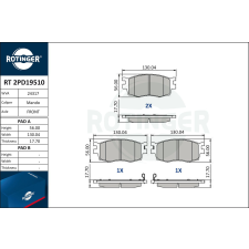 Rotinger fékbetétkészlet, tárcsafék ROTINGER RT 2PD19510 autóalkatrész