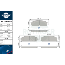 Rotinger fékbetétkészlet, tárcsafék ROTINGER RT 2PD20330 autóalkatrész