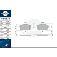 Rotinger fékbetétkészlet, tárcsafék ROTINGER RT 2PD21010 autóalkatrész