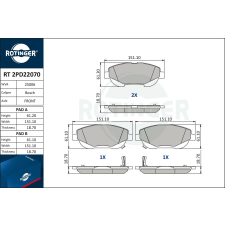 Rotinger fékbetétkészlet, tárcsafék ROTINGER RT 2PD22070 autóalkatrész