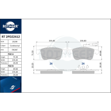 Rotinger fékbetétkészlet, tárcsafék ROTINGER RT 2PD22412 autóalkatrész