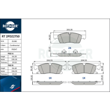 Rotinger fékbetétkészlet, tárcsafék ROTINGER RT 2PD22750 autóalkatrész