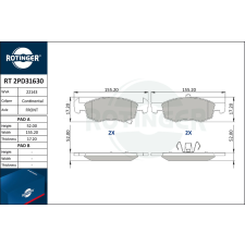 Rotinger fékbetétkészlet, tárcsafék ROTINGER RT 2PD31630 autóalkatrész
