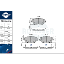 Rotinger fékbetétkészlet, tárcsafék ROTINGER RT 2PD33780 autóalkatrész