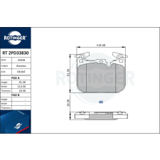 Rotinger fékbetétkészlet, tárcsafék ROTINGER RT 2PD33830 autóalkatrész