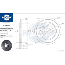 Rotinger fékdob ROTINGER RT 6002-GL autóalkatrész