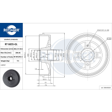 Rotinger fékdob ROTINGER RT 6655-GL autóalkatrész