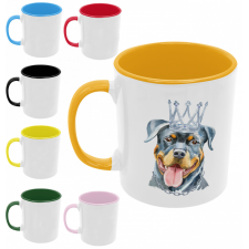 Rottweiler vízfestmény - Fehér Bögre bögrék, csészék