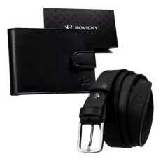  ROVICKY FÉRFI ŐV 33 mm -125 CM + FÉRFI PÉNZTÁRCA R-N003L-110-PU03 BLA – FEKETE –