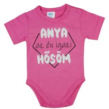  Rövid ujjú baba body "Anya az én igazi hősöm" felirattal kombidressz, body