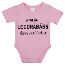 Rövid ujjú feliratos baba body rózsaszín kombidressz, body