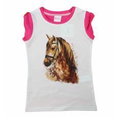  Rövid ujjú lány póló Lovas mintával