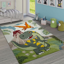 Rövidszálú gyerekszoba szőnyeg dinoszauros mintával - színes 140x200 cm lakástextília