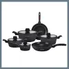  Royalty Line – 10 Részes Indukciós Edénykészlet Márvány Bevonattal szilikon fogantyúval, fekete RL-T10BLK
