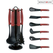 Royalty Line 7 részes konyhai tálalóeszköz készlet tartóállvánnyal, vörös konyhai eszköz