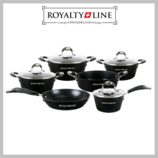 Royalty Line Royalty Line 10 darabos edénykészlet, üvegfedővel, márvány bevonat RL-5010BLC edény