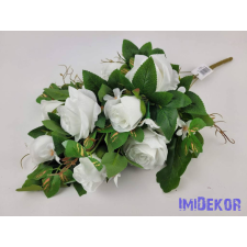  Rózsa 10 ágú féloldalas csokor 51 cm - Fehér dekoráció