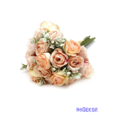  Rózsa 21 fejes dekor csokor 26 cm - Barack dekorációs kellék